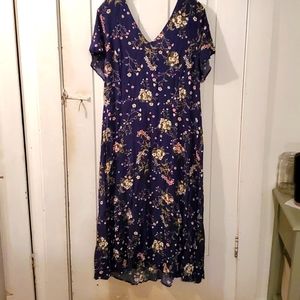 Old Navy Seamed Navy Floral Midi Dress